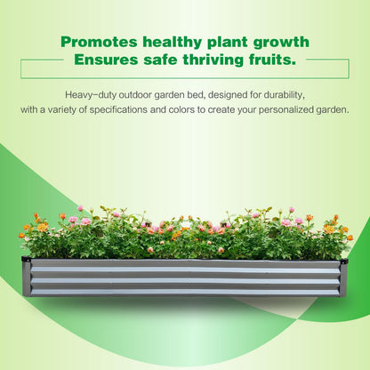 GARDMAX 8x4x1FT Galvanized Raised Garden Bed Kit, Metal Planter Boxes Outdoor with Easy Assembly