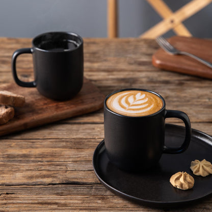 AmorArc 14oz Coffee Mugs Set of 6, Ceramic Coffee Mugs with Large Handle & Wavy Rim for Latte/Hot