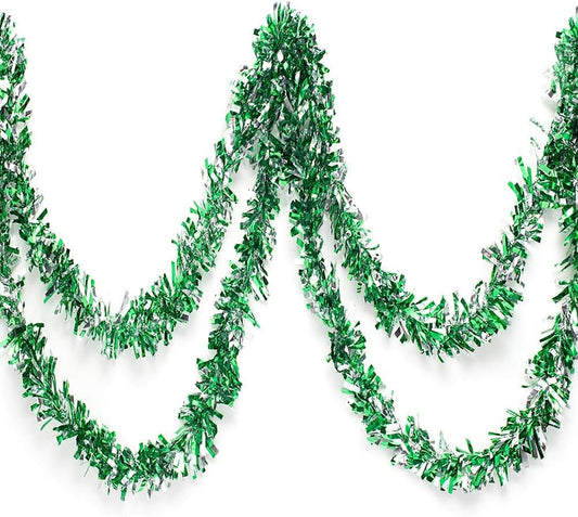 Anderson's Green & Silver Sparkle Glitter Metallic Tinsel Twist for Trailer Or Golf Cart, 4 inches