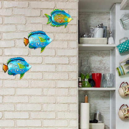 Metal Fish Wall Decor Coastal Ocean Sea Hanging Decorations Metal Fish Art Outdoor Wall Sculptures