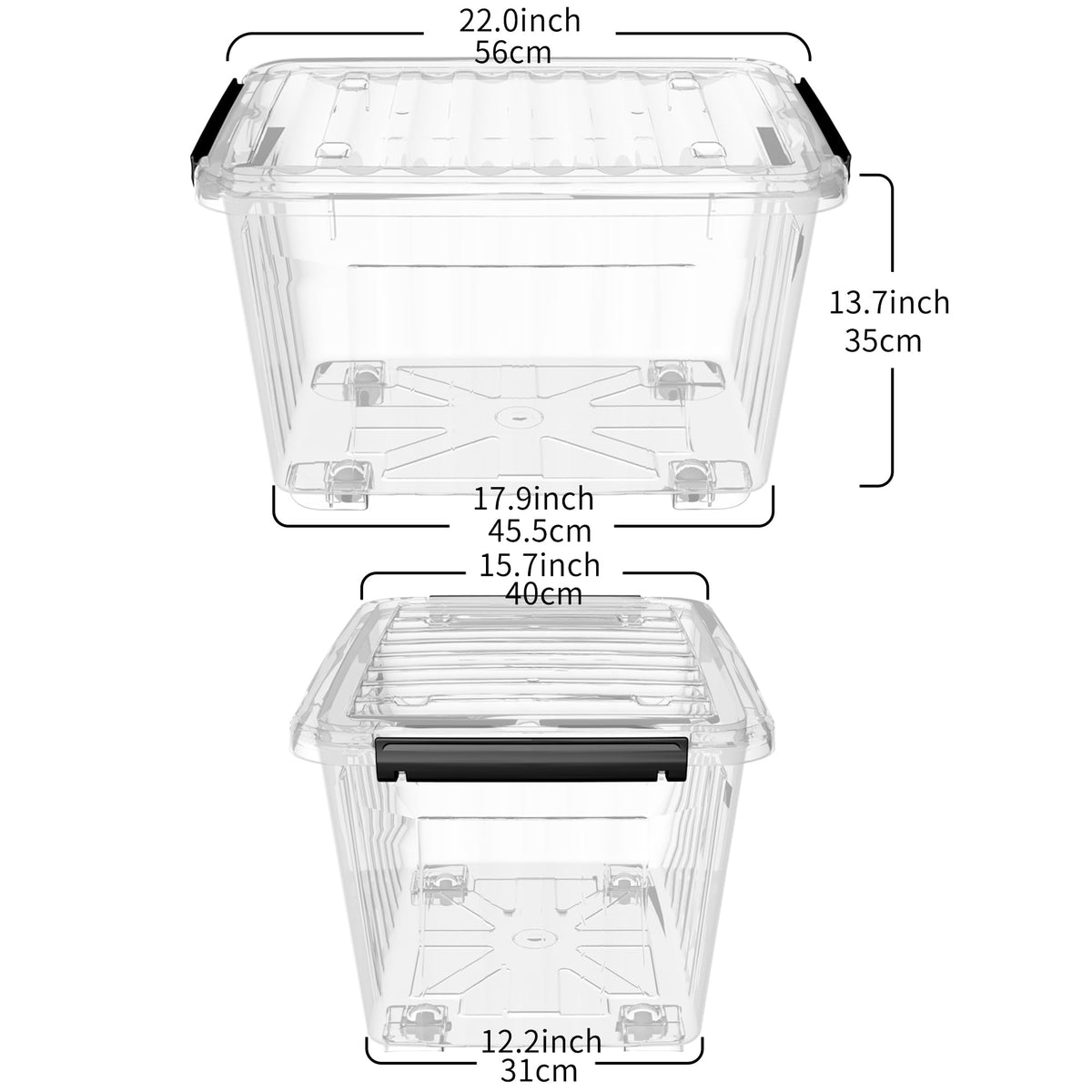 Cetomo 60Qt*6 Plastic Storage Bins, Storage Box, 6 Pack, Organizing Container with Wheels, Durable