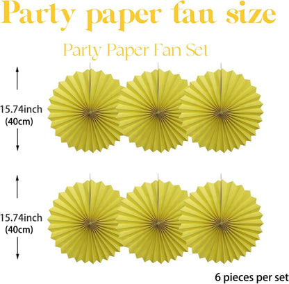 Yellow Party Decorations,Paper Decorations for Party,Lemon Decorations Party Paper Fans Bulk