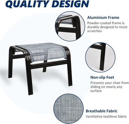 Outdoor Footstools for Patio,Textile Ottomans Metal Dining Footrests Stack Chairs for Lawn,Garden