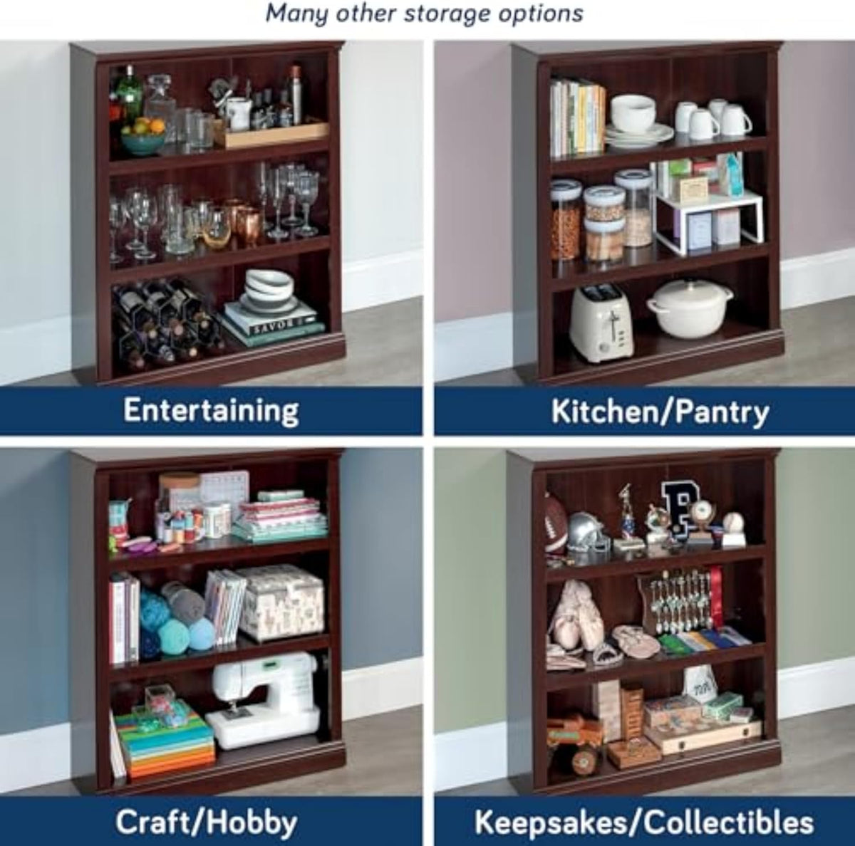 Sauder Miscellaneous Storage 3 Bookcase/Book Shelf, L: 35.28" x W: 13.23" x H: 43.78", Select