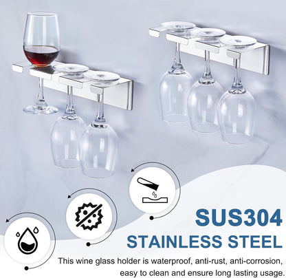 Wine Glass Holder Wine Glass Drying Rack Stainless Steel Hanging Stemware Rack Wall Mounted