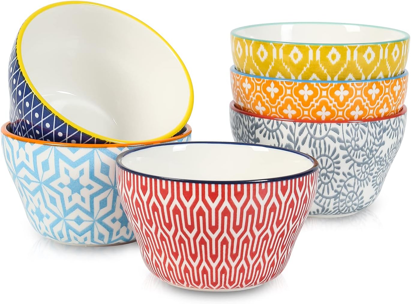 Selamica Ceramic 8oz Bouillon Cups 4 Inch Small Bowls, Dessert bowls for Soup Dipping Sauce Coffee