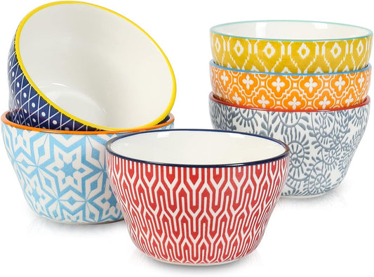 Selamica Ceramic 8oz Bouillon Cups 4 Inch Small Bowls, Dessert bowls for Soup Dipping Sauce Coffee