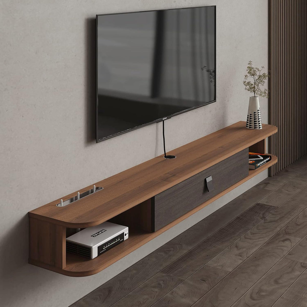 Pmnianhua Floating TV Shelf, 47'' Wall Mounted TV Stand Floating TV Console Media Entertainment