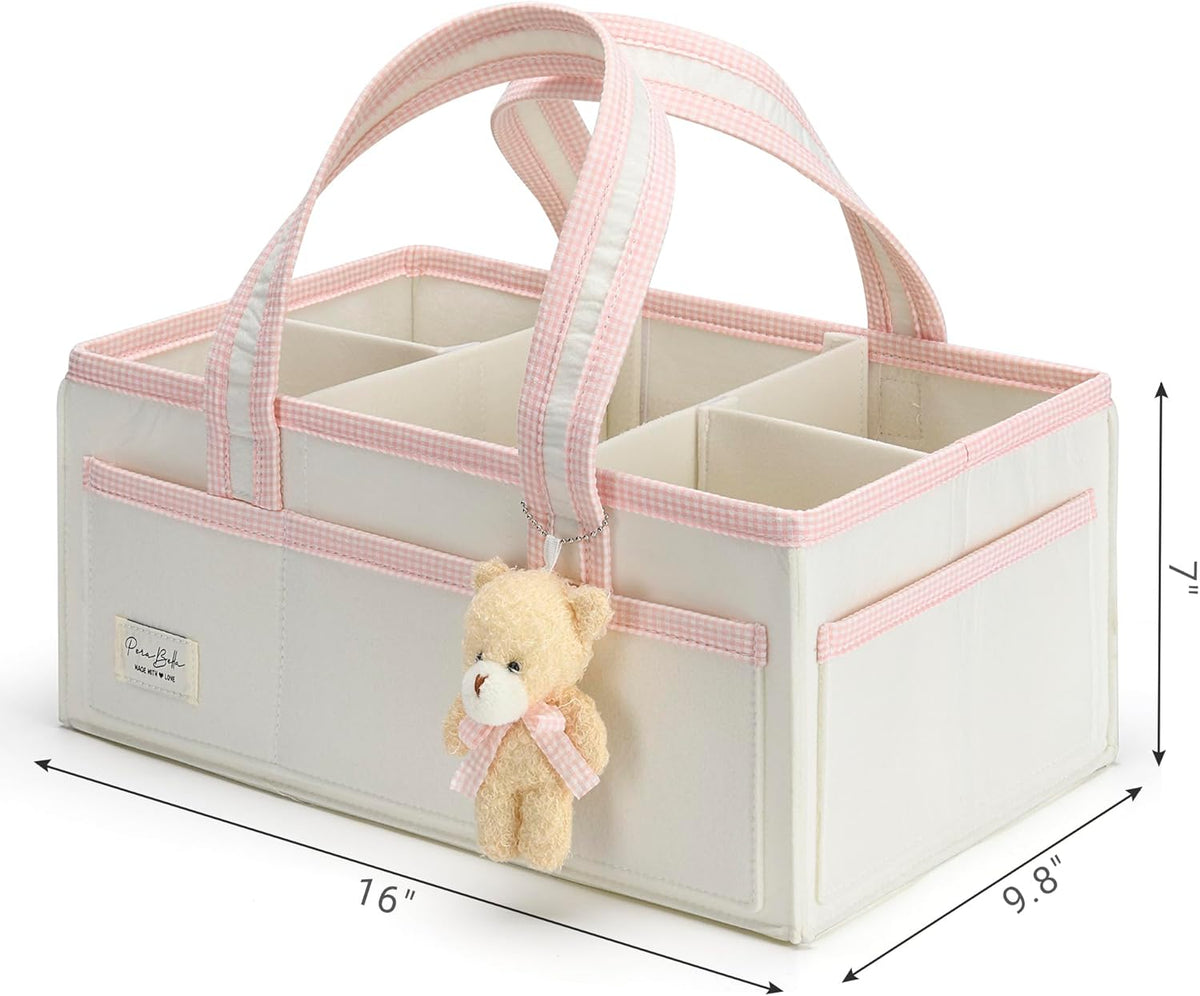 PeraBella XL Diaper Caddy Organizer With Handle, Baby Shower Gifts Basket Bag, Registry Search Must