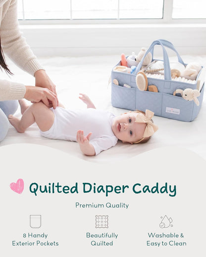 Lily Miles Baby Diaper Caddy Organizer, Quilted Nursery Storage Organizer for Newborn Essentials