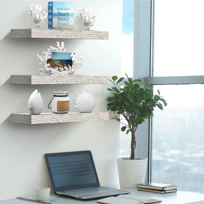 Sorbus Floating Shelves - 3 Pack 16 Inch Rustic Wall Shelves for Bedroom, Kitchen, Living Room