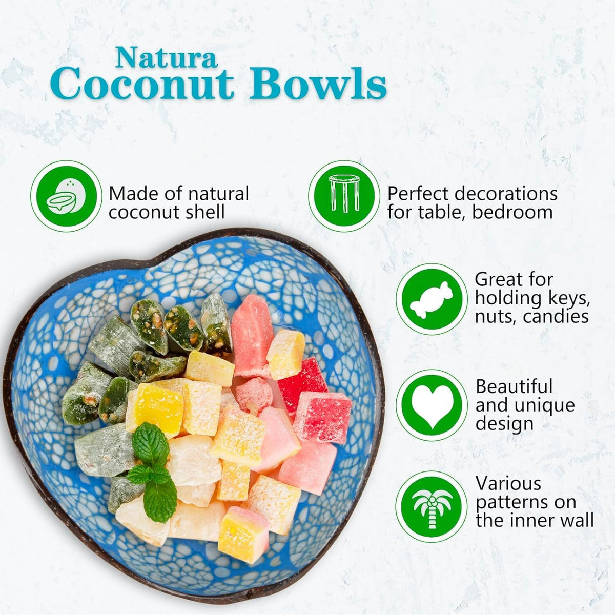 Coconut Bowls Decorative Candy Dish - Heart Acai Bowl, Natural Wooden Candy Dish, Key Bowl Holder