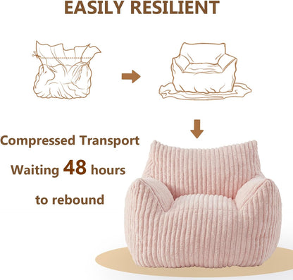 Giant Bean Bag Chairs for Adults Teens, Large Bean Bag Sofa Chairs with Filling Comfy Fuzzy BeanBag