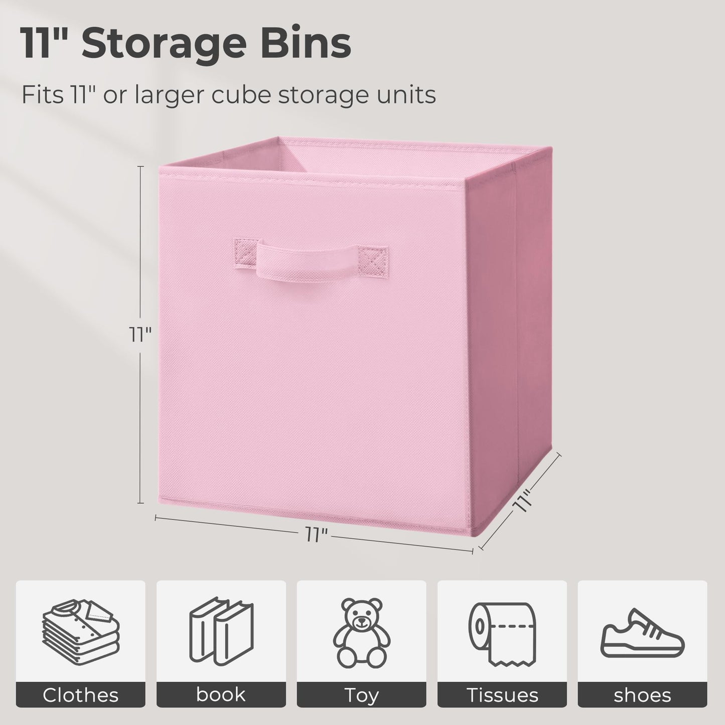 11x11 Storage Bins, Set of 4 Storage Cubes, Collapsible Cube Storage Box, Fabric Closet Organizers