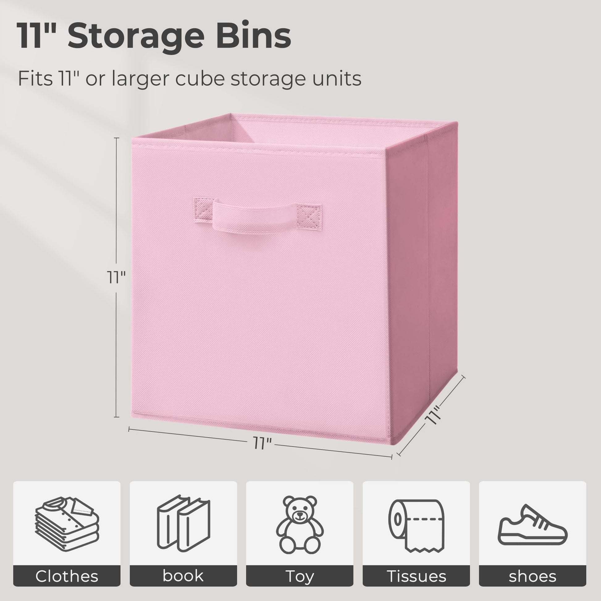 11x11 Storage Bins, Set of 4 Storage Cubes, Collapsible Cube Storage Box, Fabric Closet Organizers