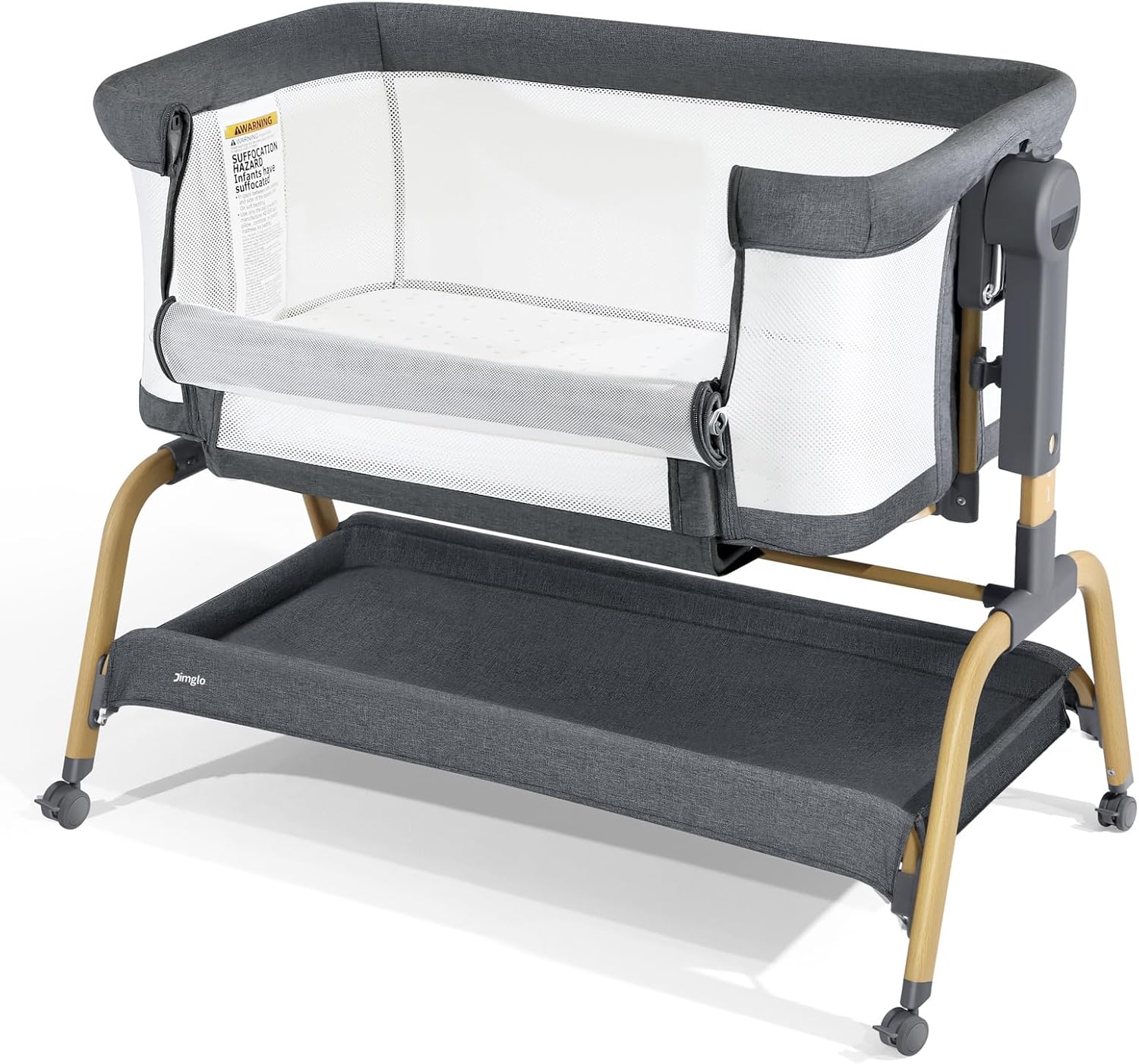 3 in 1 Baby Bassinet, Bedside Bassinet for Baby, Rocking Bassinet with Comfy Mattress and Wheels, 6