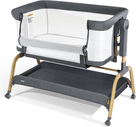 3 in 1 Baby Bassinet, Bedside Bassinet for Baby, Rocking Bassinet with Comfy Mattress and Wheels, 6