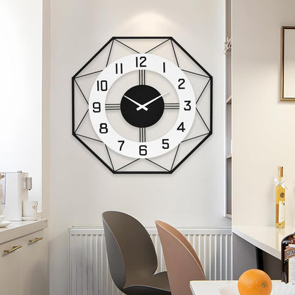 Modern Look Wall Clock – Large Decorative Silent Clock for Living Room Decor, 24 Inch Geometric