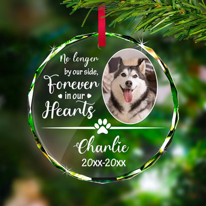Personalized Memorial Pet Glass Ornament - Custom Picture Christmas Ornaments, Dog Forever in Our
