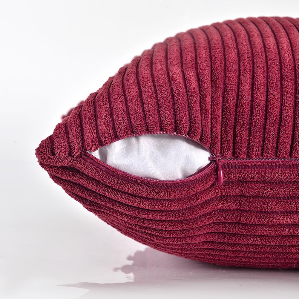 Fancy Homi 2 Packs Burgundy Long Lumbar Decorative Throw Pillow Covers 12x24 Inch for Couch Bed
