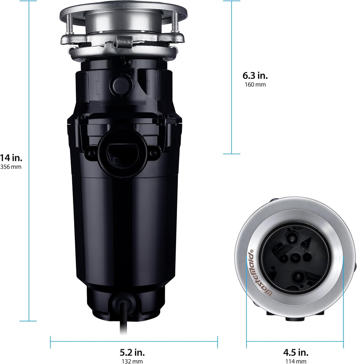 Waste Maid 10-US-WM-458-SL-3B Garbage Disposal Anti-Jam Stainless Steel Food Waste Grinding System