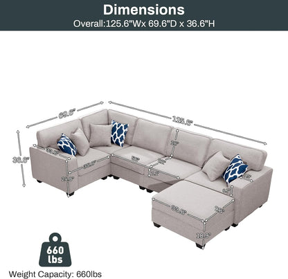 L Lengend Vansen Modular Sectional Sofa U Shaped Couch with Ottoman Modern Reversible Corner