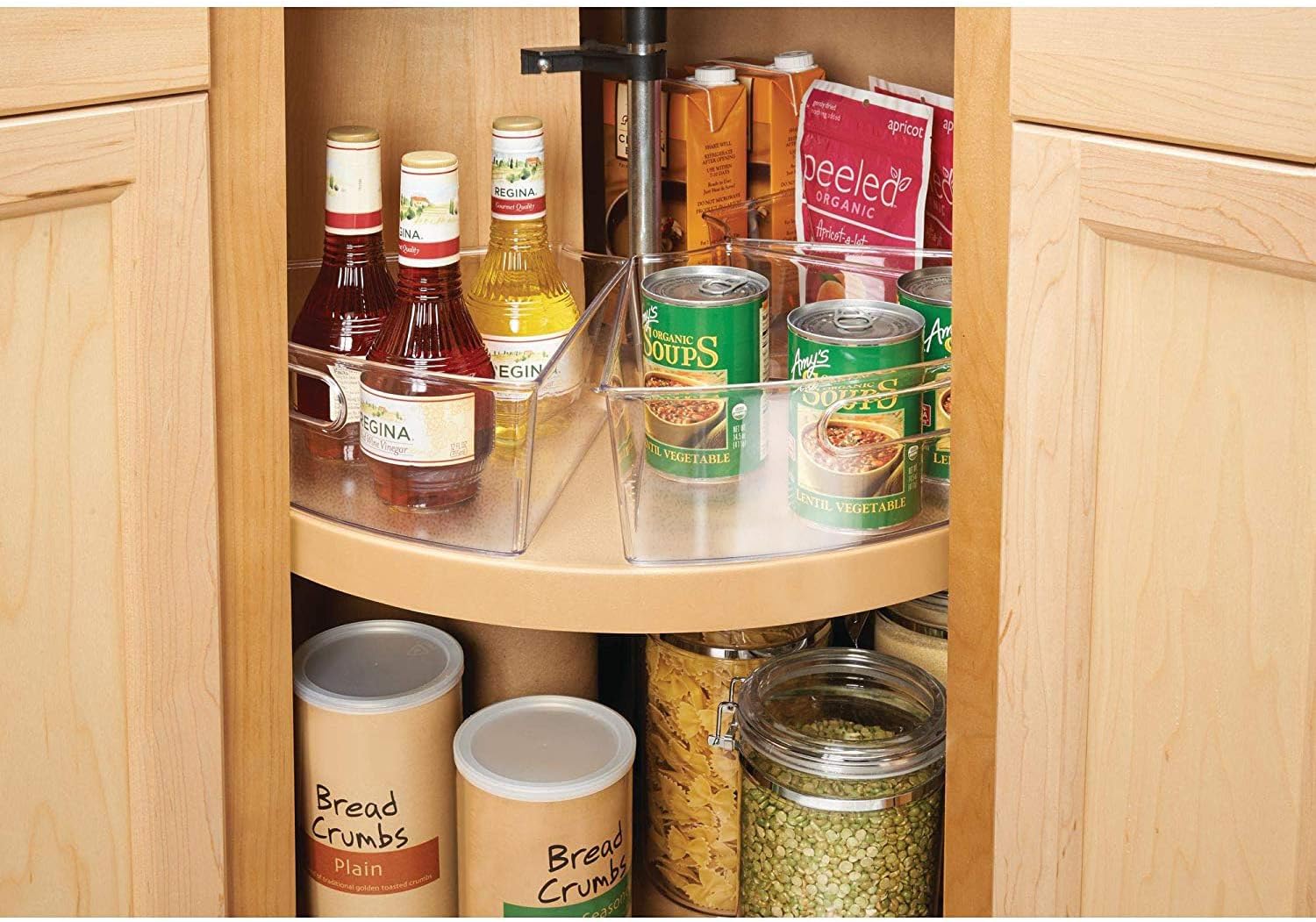 Oubonun Lazy Susan Organizers Set of 6, 12.8’’ x 11.7’’ x 4’’ Plastic Transparent Kitchen Cabinet