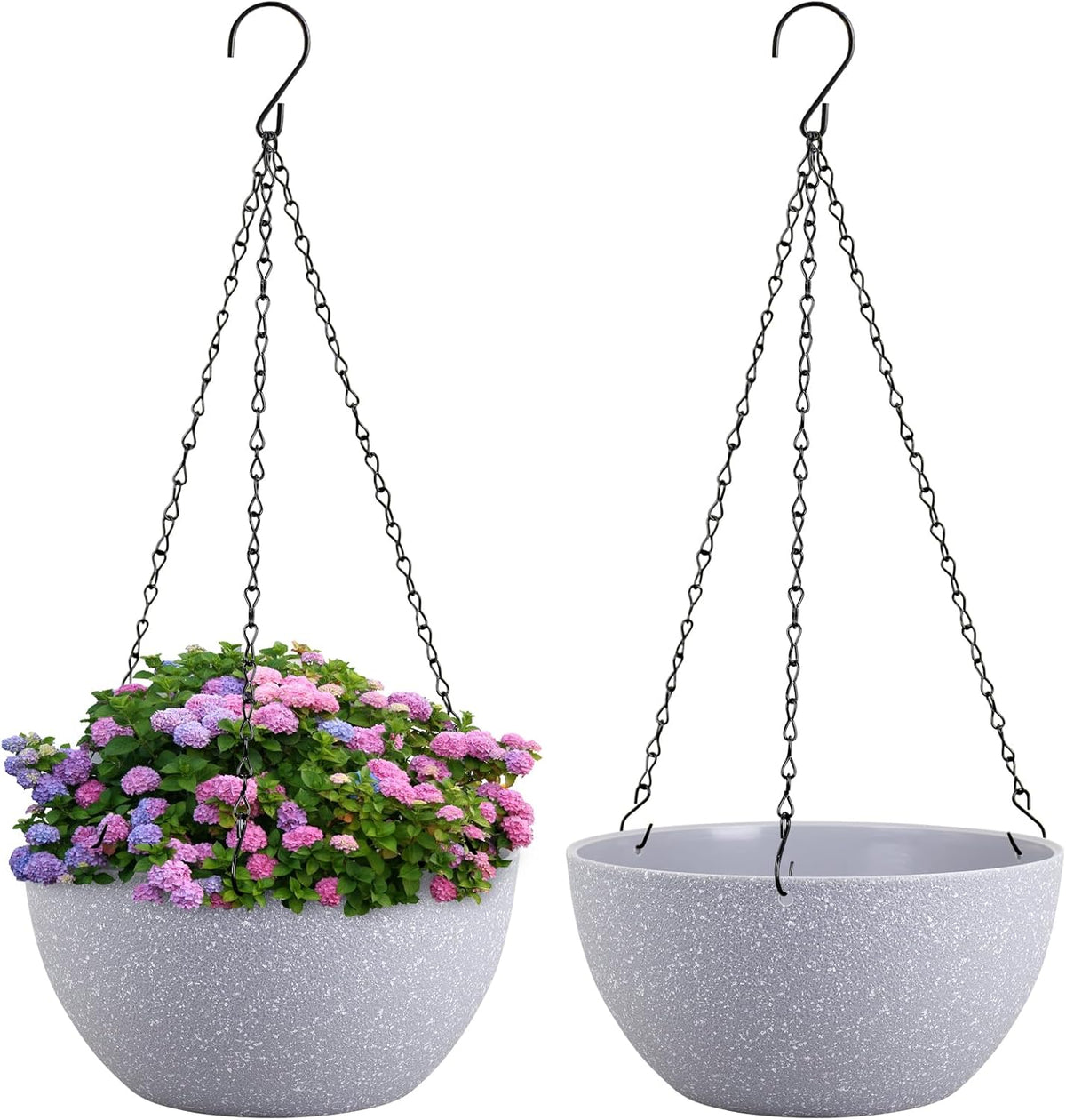 10 inch Hanging Planters for Indoor Outdoor Plants, 2 Pack Hanging Flower Pots with Drainage Holes