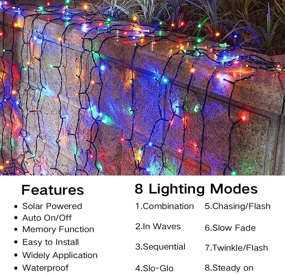 Joomer Solar Christmas Lights Outdoor, 105FT 300 LED 8 Modes Solar String Lights Waterproof Fairy