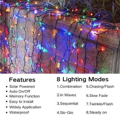 Joomer Solar Christmas Lights Outdoor, 105FT 300 LED 8 Modes Solar String Lights Waterproof Fairy