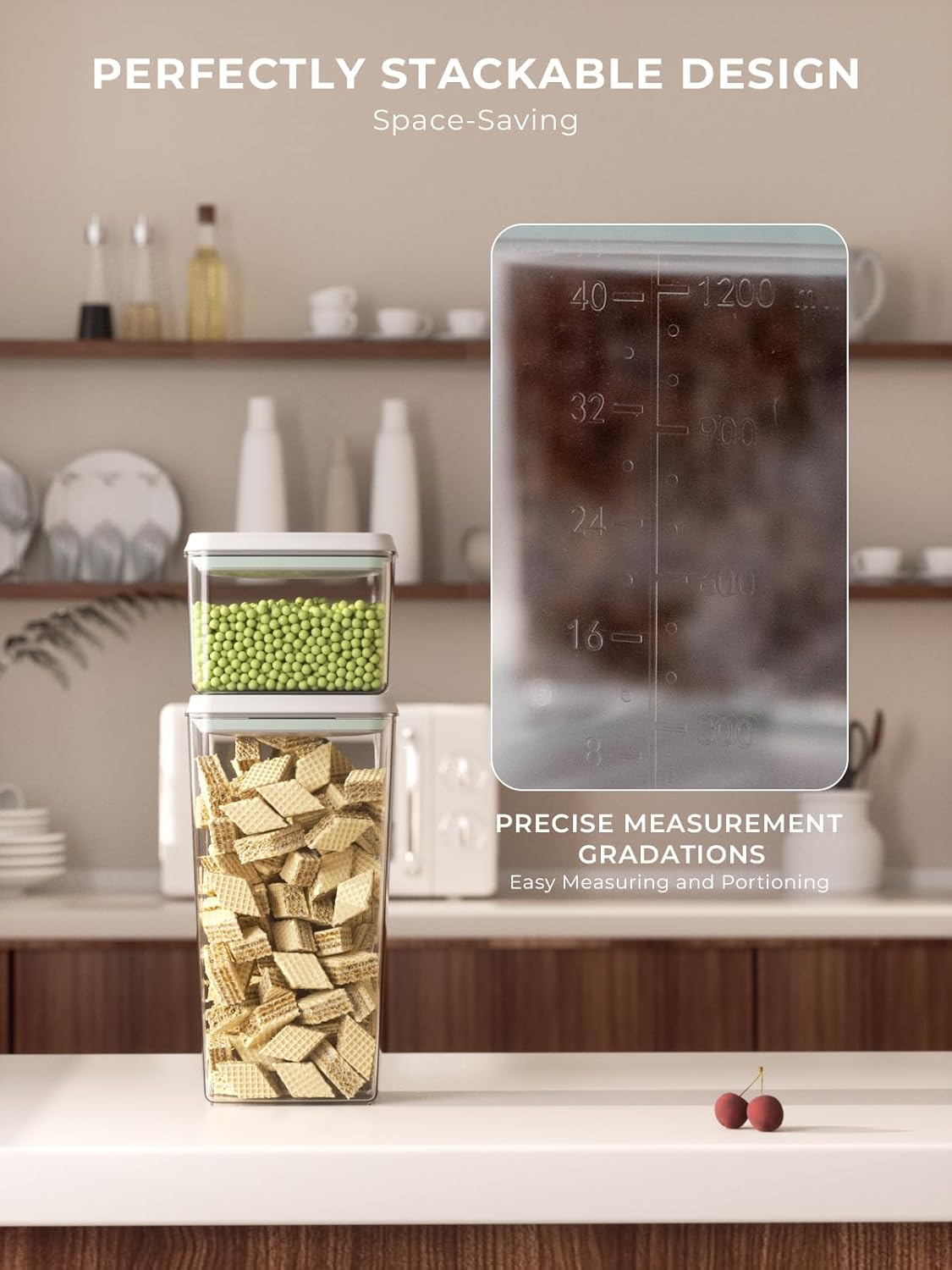 Pop Storage Set – 4 Pack Airtight Food-Grade Containers with Lids, BPA-Free, with Measurement Marks