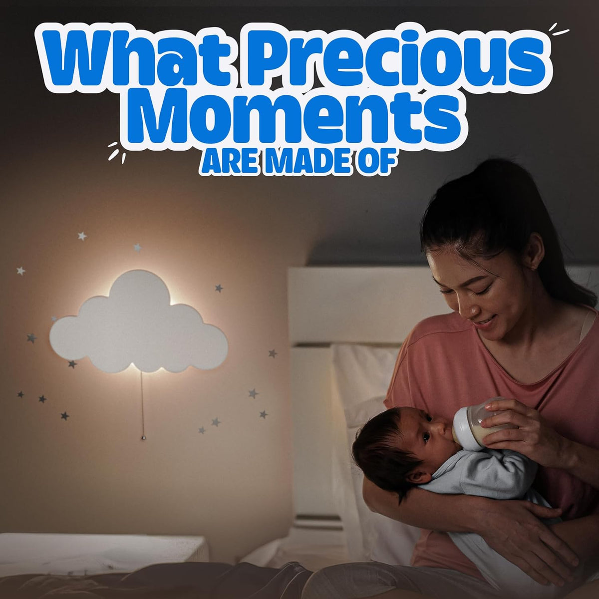 Tipperk 2 Pack - Floating Cloud Wall Lamp for Nursery & Kids Bedroom | Battery-Operated Hanging