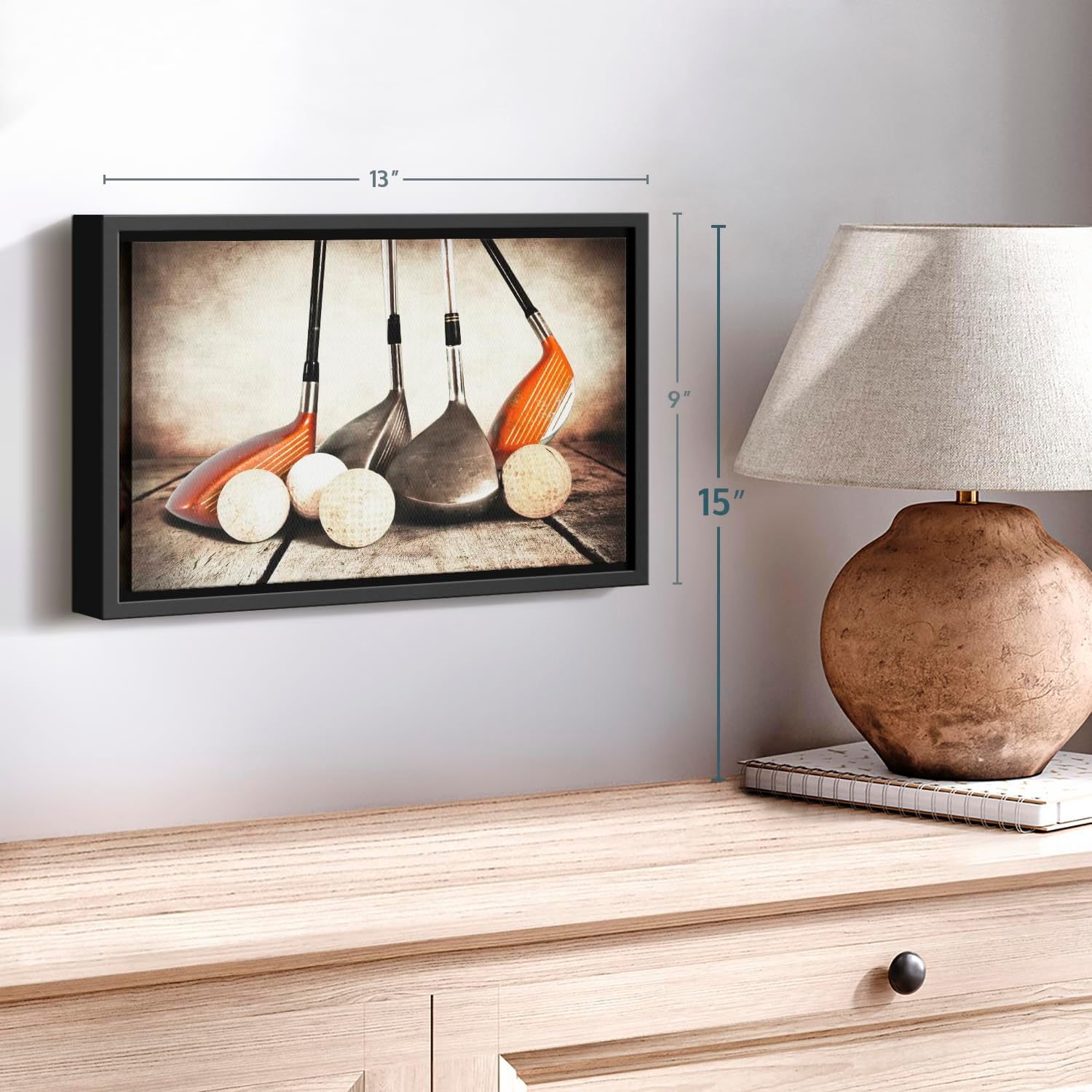 ElephantStock Golf Sets Wall Art - Horizontal Framed Canvas - 1-Piece Mancave Wall Decor