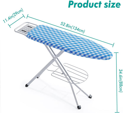 Ironing Board, Heat Resistant Cover Iron Board with Steam Rest, Non-Slip Foldable Ironing Stand.