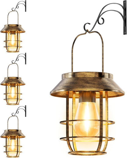 Solar Lanterns Outdoor Waterproof, High Brightness Hanging Solar Lights for Outside with Wall
