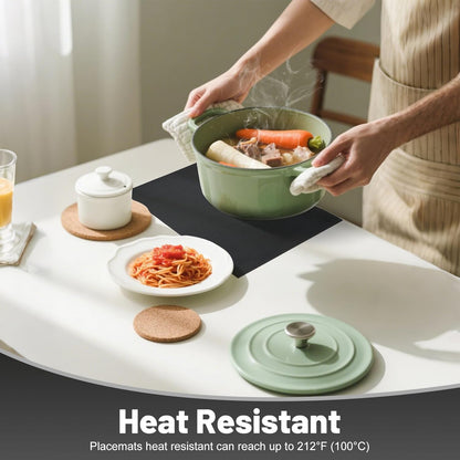 Placemats Set of 6，Non-Slip PVC Weave Table Mats Easy to Clean，Heat Resistant Place Mats for