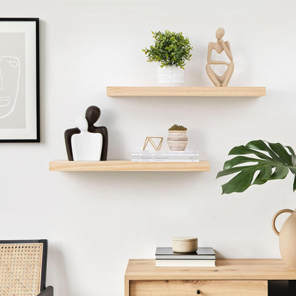Fun Memories Farmhouse Floating Shelves - 8 Inch Deep Rustic Wood Wall Shelf - Premium Solid Pine