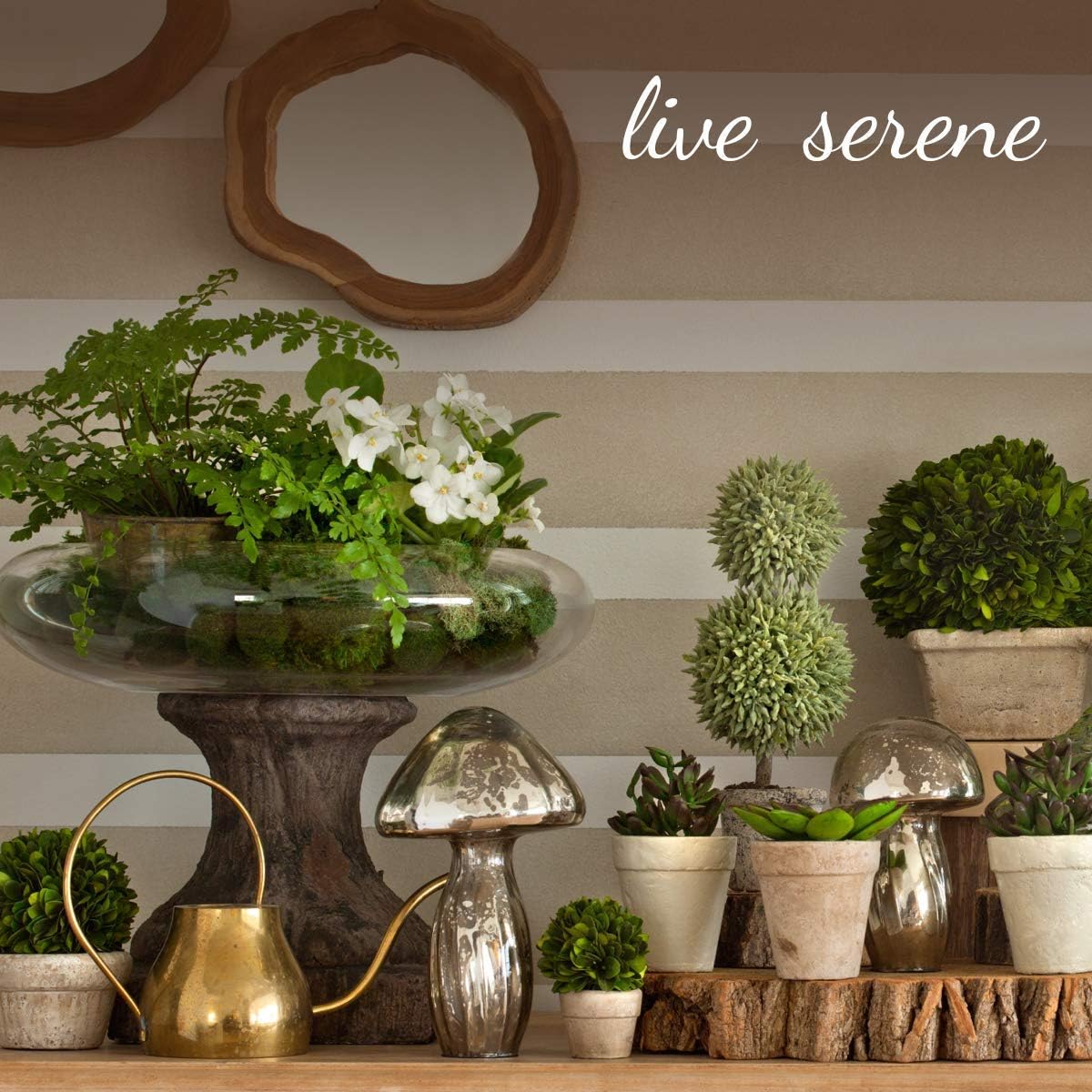 Serene Spaces Living Medium Glazed Ceramic Pedestal Bowl- Centerpiece for Vintage Weddings, Events