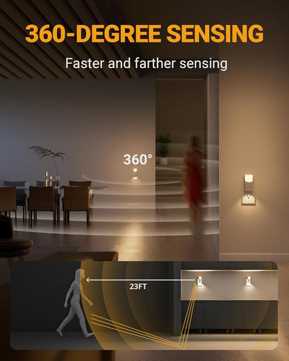 Lyridz LED Plug-in Night Light with 360° Motion Sensor, 1-150 Lumens Dimmable Nightlights Indoor