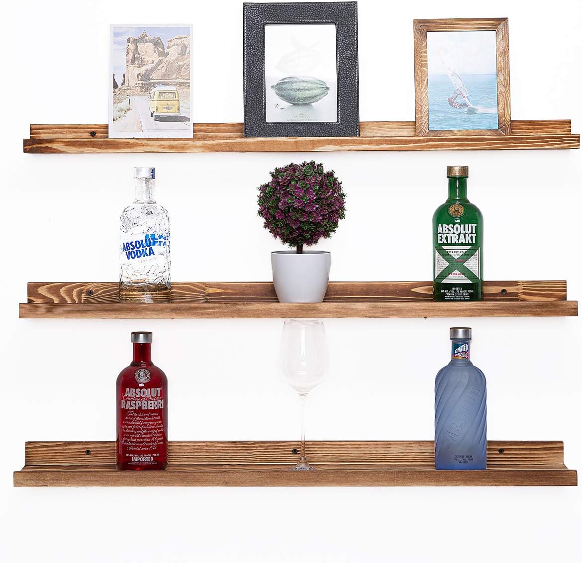 AZSKY Large Floating Shelves 36 Inch Wood Wall Mounted Set of 3 Floating Bookshelf Long Wooden
