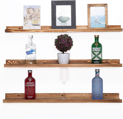 AZSKY Large Floating Shelves 36 Inch Wood Wall Mounted Set of 3 Floating Bookshelf Long Wooden