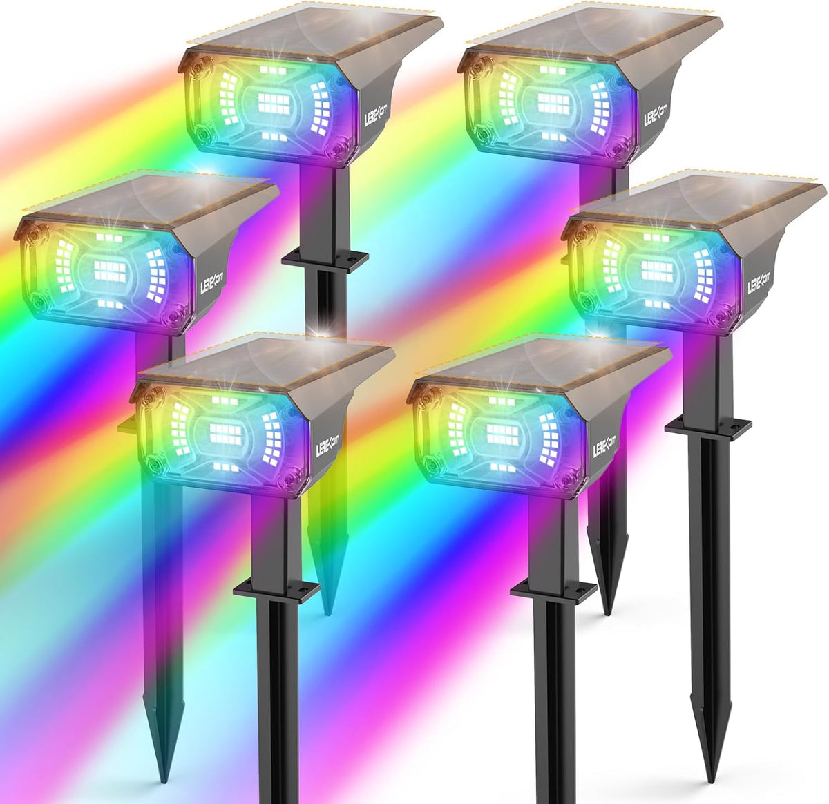 Color Solar Lights Outdoor Waterproof Spotlights with 9 Light Modes, Color Changing Outdoor Light