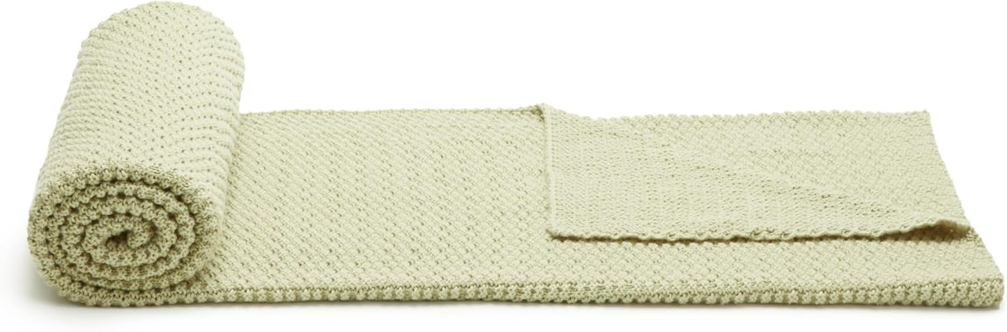 Amazon Basics Chunky Cable Knit Throw Blanket for Couch, Sofa, Bed, Lightweight Soft Cozy, Sage