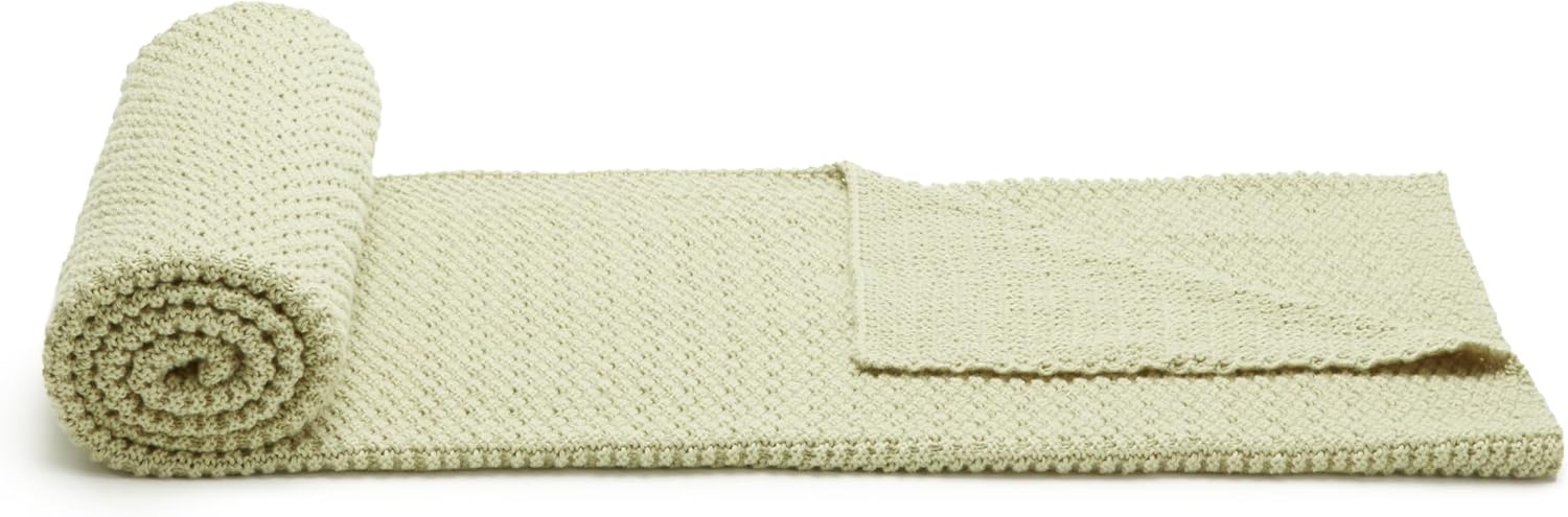 Amazon Basics Chunky Cable Knit Throw Blanket for Couch, Sofa, Bed, Lightweight Soft Cozy, Sage