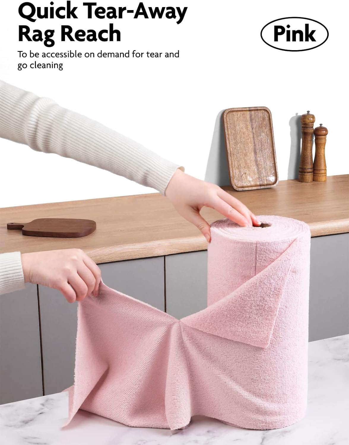 Fantasticlean Microfiber Cleaning Cloth Roll -60 Pack, Tear Away Microfiber Towels, 12" x 12"