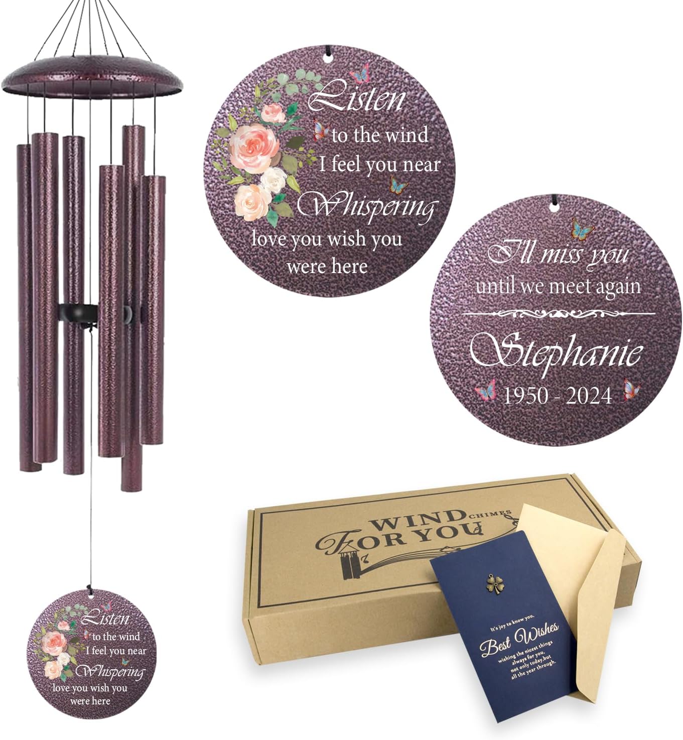 ASTARIN 36" Large Deep Tone Personalized Sympathy Wind Chimes, Memorial Wind Chime for Loss of