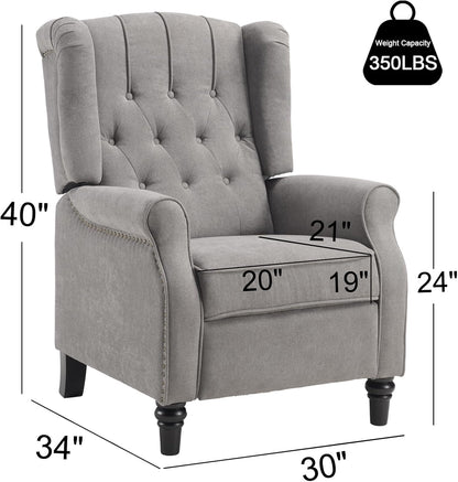 EBELLO 2 Pcs Pushback Recliner Chairs, Fabric Armchair Push Back Recliner with Rivet Decoration