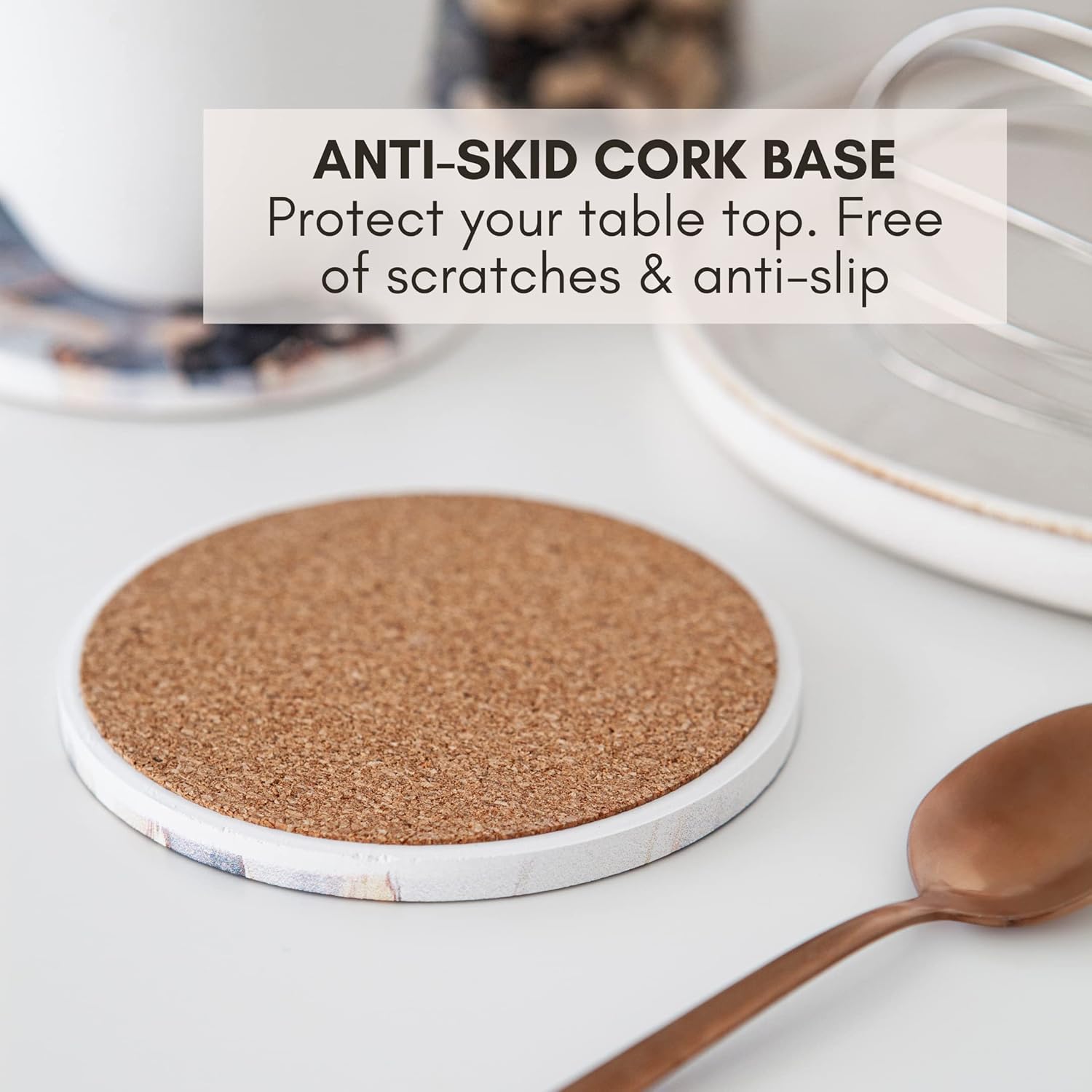 Terrazzo Drink Absorbent Coasters with Holder Set of 6, Ceramic Coaster for Drinks, Coffee Table