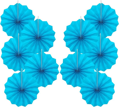 BARTHEW Blue Hanging Paper Fans,Blueaccessories Paper Decorations for Party,Blue Harmony Classroom