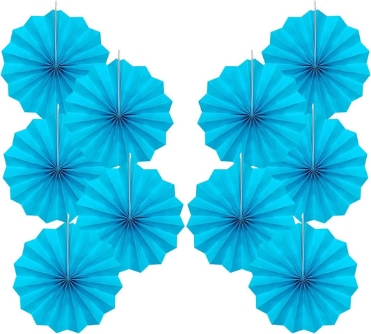 BARTHEW Blue Hanging Paper Fans,Blueaccessories Paper Decorations for Party,Blue Harmony Classroom